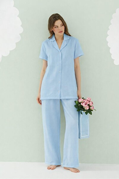 NBB Women's Shirt Pajama Set, Muslin Fabric, 100% Cotton