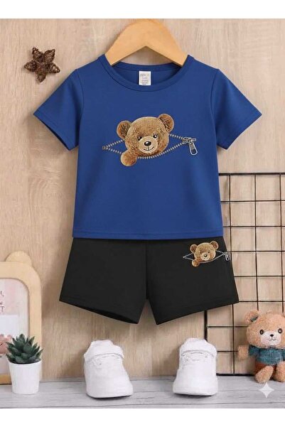 Nice Clothes Summer Children's T-Shirt Shorts Unisex (Bear Print)