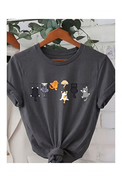 SİBELİZE Unisex Cat Printed Animal Lover T-Shirt