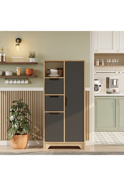 Yurupa Libra 8 Raflı Çok Amaçlı Dolap 2 Kapaklı 2 Çekmeceli Kiler Mutfak Dola...
