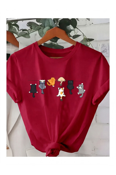 SİBELİZE Unisex Cat Printed Animal Lover T-Shirt