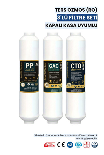water global RO Ön Filtre 3’lü Set (PP + GAC + CTO) | Quick Su Arıtma Sisteml...