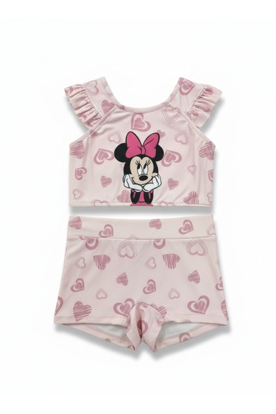 mikam Wanted Model Girl's Shorts with Straps Printed Swimwear Suit/Bikini