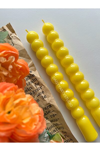 Daisyyartxstudio 3 adet Sarı parlak cilalı şamdan mum Pinterest 21 cm