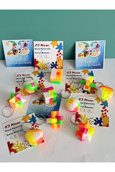 Cacamod Minecraft LEGO Anahtarlık 10 Adet 23 Nisan Çocuk Bayramı Kartlı Hediy...