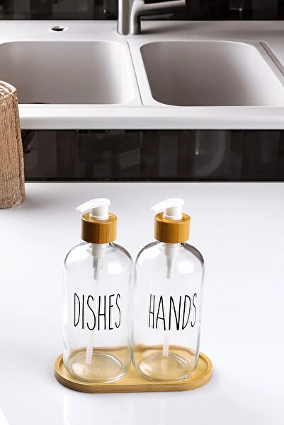 Bev Kitchen Γυάλινος διανομέας υγρού σαπουνιού και απορρυπαντικού 2 τεμαχίων ...