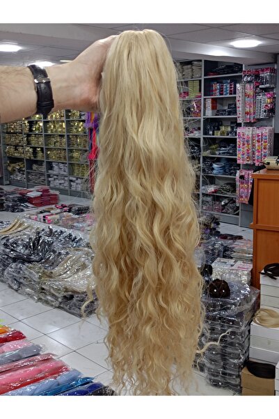 NATUREL peruk sarı dalgalı tokalı at kuyruğu