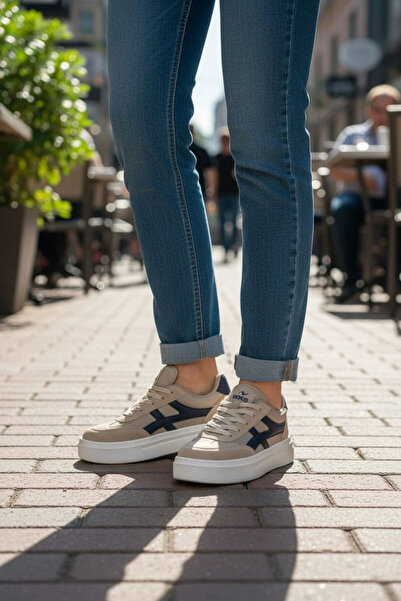 IN-STEP Meengi Unisex Beige Black Detailed Casual Sports Shoes - Sneaker