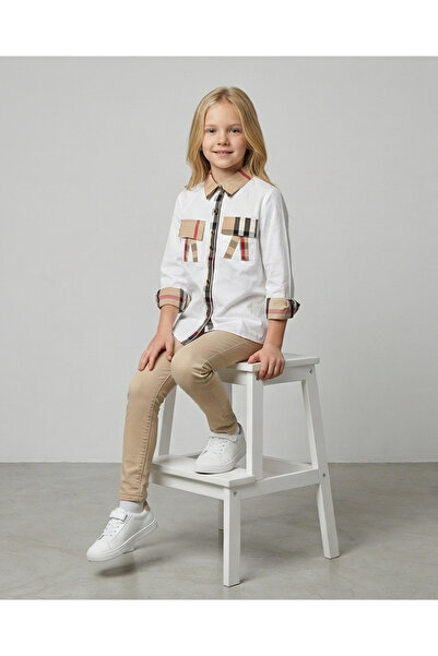 melisam.msg Κοριτσίστικο πουκάμισο από 100% βαμβάκι σε λευκό χρώμα