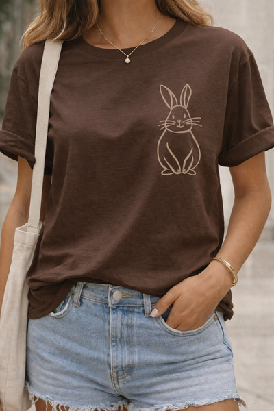 ArtYus Μπλουζάκι Unisex Oversize με στάμπα Minimal Rabbit – Βαμβακερό T-Shirt...