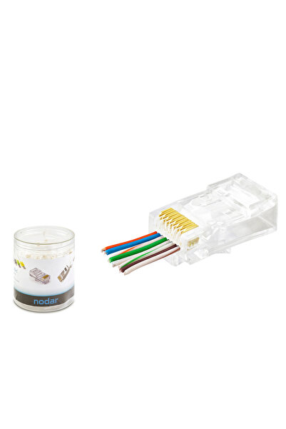 Epilons موصل Cat6 Ez Rj45 - 100 قطعة شفافة / معبأة في صندوق بلاستيكي خاص ND24...