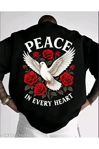 Joetsu Peace Printed Oversize Women'S/Men's Unisex White Tshirt