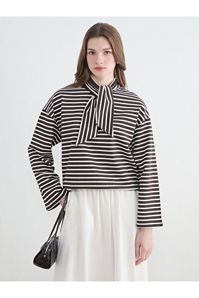 LC Waikiki RMZ GİYİM FARKİLY شال روبا ياقة مخططة سترة نسائية تونيك