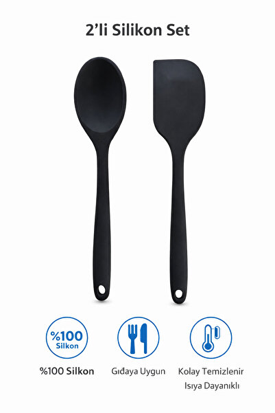 evolis kitchen 2 Pieces Heat Resistant Fireproof Non-Stick Silicone Spoon and...