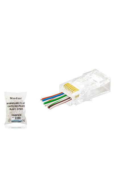 Epilons موصل Cat6 Ez Rj45 - 100 قطعة في حزمة شفافة/اقتصادية ND2415 ZENVIA-TG4356