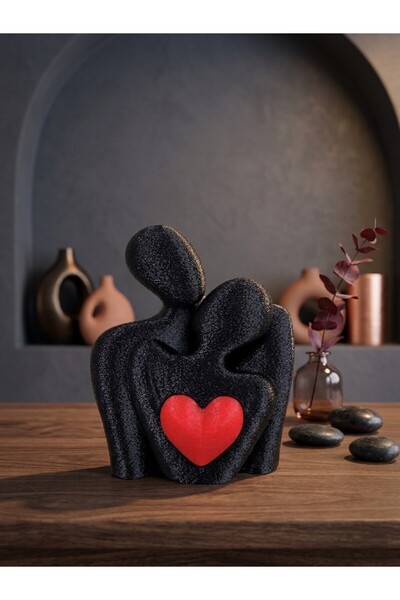 Valentine Gift Heart Double Design Figurine - Anniversary Decoration Object 12cm