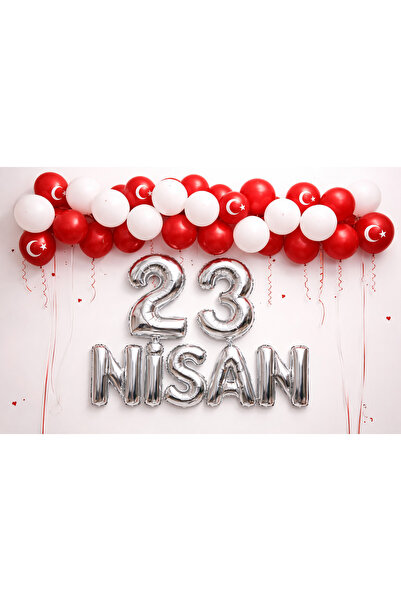 tedaks April 23 Children's Day Themed Silver Foil Number and Letter Red and W...