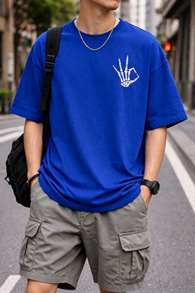 ArtYus Μπλουζάκι Unisex Oversize με στάμπα Skeleton Hand OK – Βαμβακερό T-Shi...