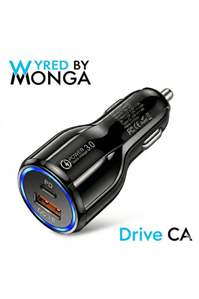 Wyred by Monga Φορτιστής αυτοκινήτου CA 30W Γρήγορης Φόρτισης, Διπλής Θύρας T...