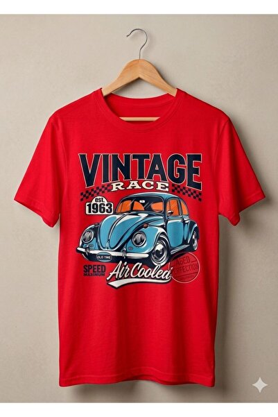 SİBELİZE Unisex Vintage Car Printed T-Shirt