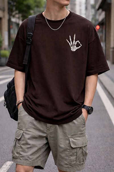 ArtYus Μπλουζάκι Unisex Oversize με στάμπα Skeleton Hand OK – Βαμβακερό T-Shi...