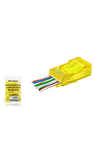 Skygo موصل Cat6 Ez Rj45 - 100 قطعة باللون الأصفر / حزمة اقتصادية ND2408