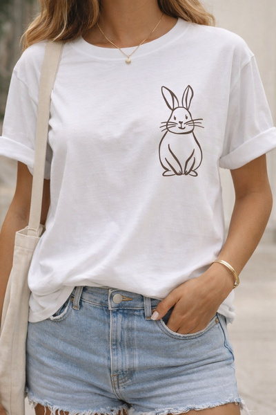 ArtYus Μπλουζάκι Unisex Oversize με στάμπα Minimal Rabbit – Βαμβακερό T-Shirt...