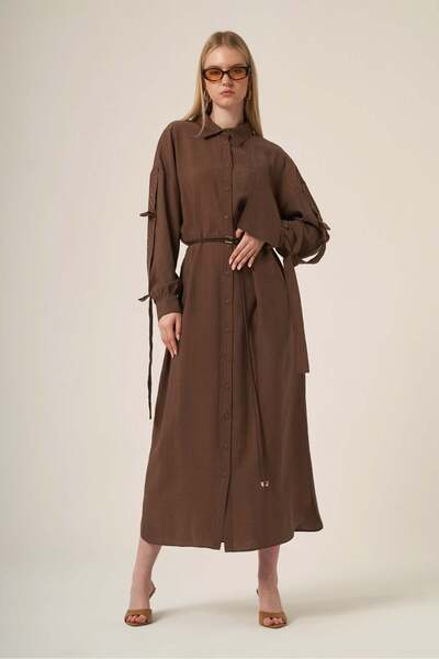 FTZ WOMEN Γυναικείο φόρεμα Canapos με καπάκι Cocoa 31323