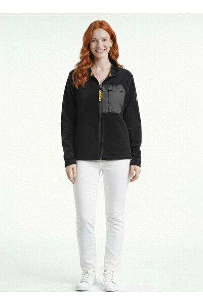 Neden Tekstil Women's Black Fleece Zip-Up Cardigan