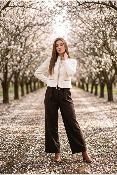 hies Women's Double Palazzo Pants with Wrinkle-Resistant Fabric and Bridge De...