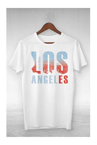 LAND MODA Unisex Women's Men's California Los Angeles Printed Oversize T-Shirt