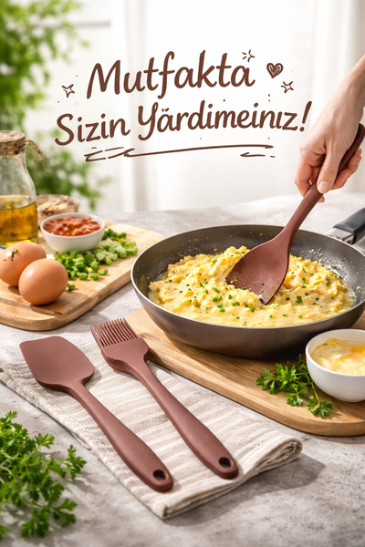 evolis kitchen 3 Adet Isıya Dayanıklı Yanmaz Yapişmaz Silikon set