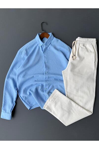 Beylerce Πουκάμισο Sofia από λινό + Παντελόνι από ακατέργαστο λινό, Σετ 2 τεμ...