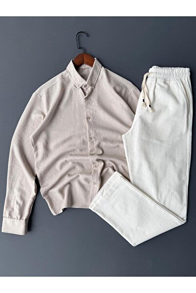 Beylerce Πουκάμισο Sofia από λινό + Παντελόνι από ακατέργαστο λινό, Σετ 2 τεμ...