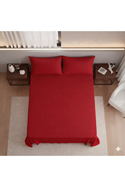 Zarif Home Σεντόνι από οργανικό βαμβάκι Akfil King Size - Κόκκινο - 240εκ x 2...