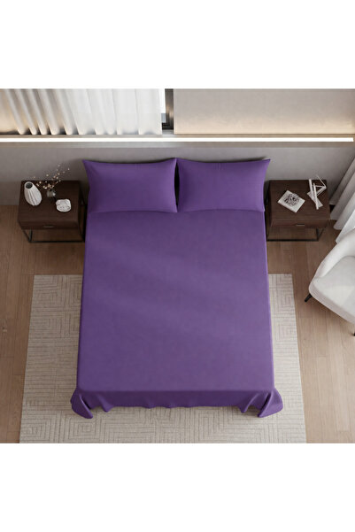 Zarif Home Σεντόνι Κρεβατιού από Οργανικό Βαμβάκι Akfil King Size - Μωβ - 240...