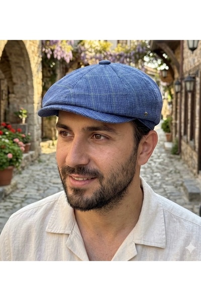 Melik şapka YAZLIK KETEN STANDART İNGİLİZ KASKET ERKEK ŞAPKA