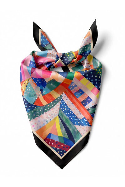 ostende Çok Renkli Karışık Tablo Desenli Boyun Fular Bandana Çanta Bel Fuları...