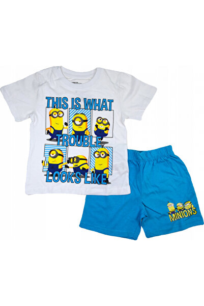Minions Καλοκαιρινές πυτζάμες με κοντά μανίκια, βαμβακερές, Trouble
