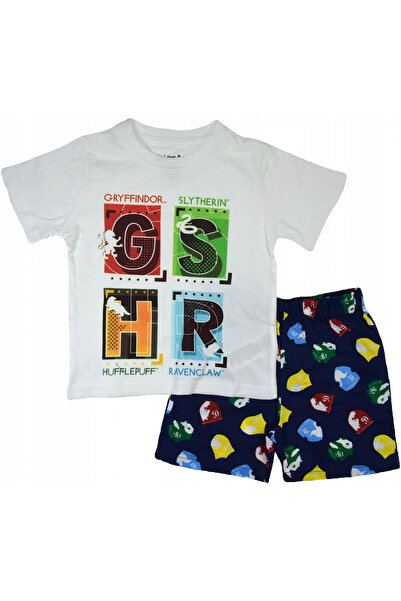 Harry Potter Καλοκαιρινές πυτζάμες με κοντά μανίκια, βαμβακερές, σχέδιο Σπίτια