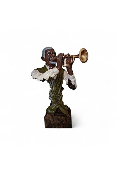 Vintage Trompet Çalan Müzisyen Biblo