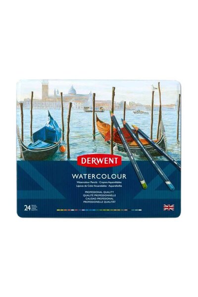 Derwent Watercolour Kuru Boya Metal Kutu 24'lü