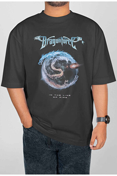 buzagi tasarım ürünleri تي شيرت Dragonforce ذو الطباعة الرقمية كبير الحجم للج...
