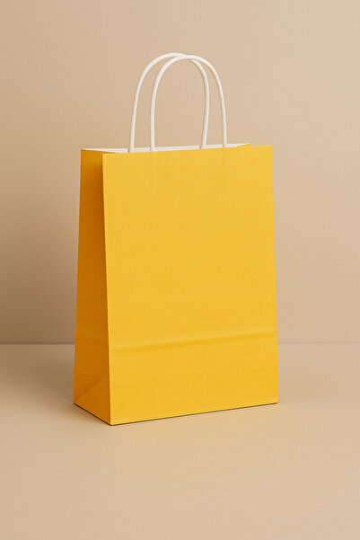 Atölye Kraft Sarı Renk Kraft Çanta 25x12x31 cm 5 Adet