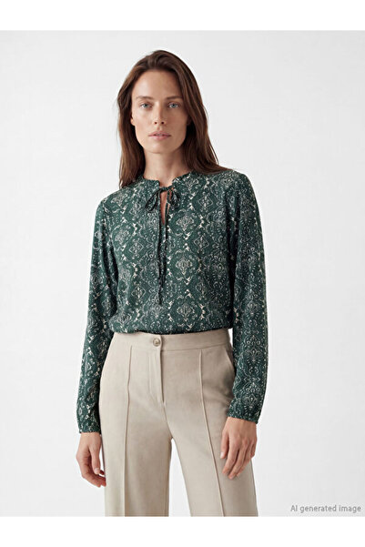 LC Waikiki Tie-Up Roba Collar Embroidered Blouse for Style Enthusiasts from U...