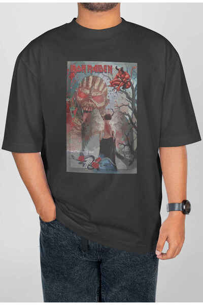 buzagi tasarım ürünleri Iron Maiden Digital Print Oversize Unisex T-Shirt