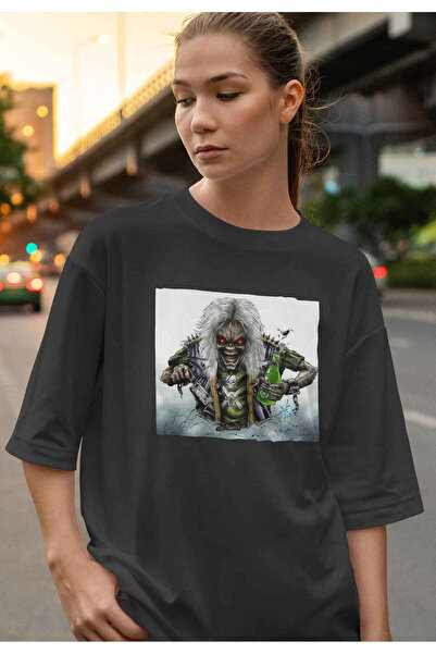 buzagi tasarım ürünleri Iron Maiden Digital Print Oversize Unisex T-Shirt