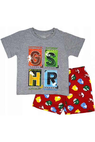 Harry Potter Καλοκαιρινές πυτζάμες με κοντά μανίκια, βαμβακερές, σχέδιο Σπίτια