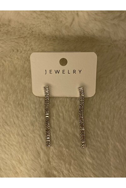 FASHION River Stone Look Silver Zircon Stone Earrings