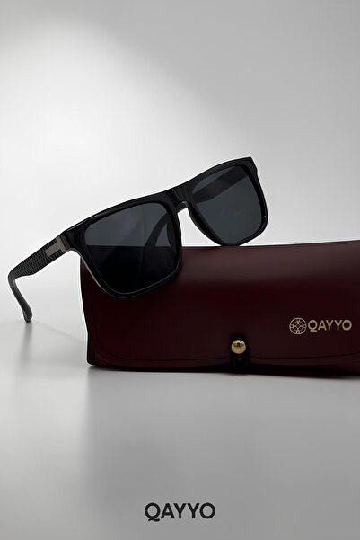 QAYYO Accessories Harvey Metal Square Black Unisex Uv400 Sunglasses